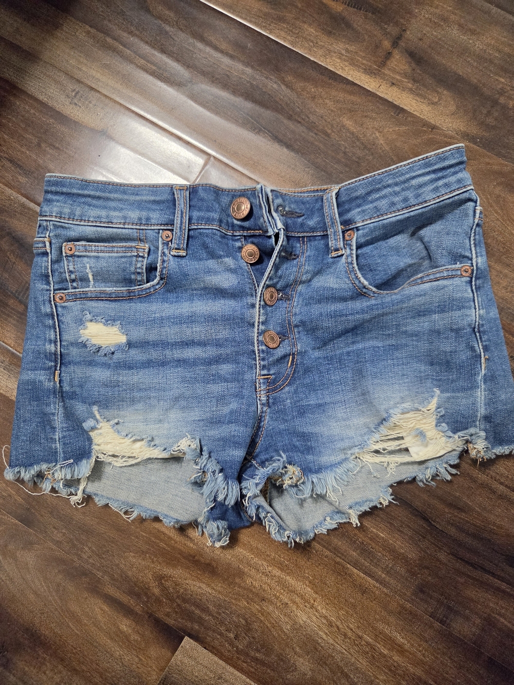 American Eagle Outfitters Distressed Blue Denim Cutoff Shorts